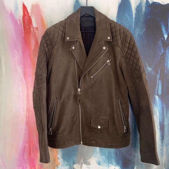 French Connection Suede Moto Jacket Men’s Large - Picture 1 of 8